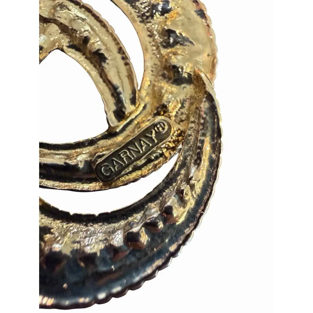Garnay DAR Daughters American Revolution Rhinestone Swirl Brooch Pin **Read**